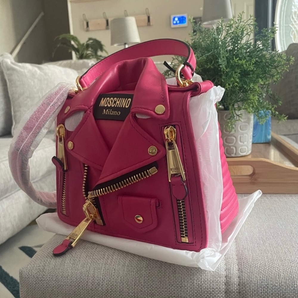NWT Moschino Milano Biker Leather Crossbody Bag - Picture 5 of 5